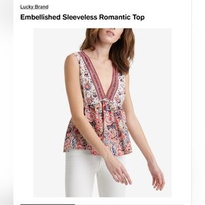 NWT Lucky Brand Floral Deep V Tank Top